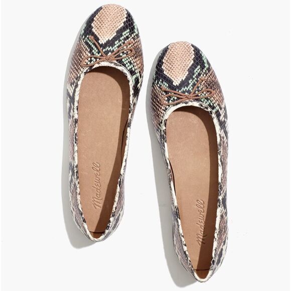 Madewell Adelle Ballet Flat in Snake‎ Embossed Leather, women's size 7 - Picture 1 of 13